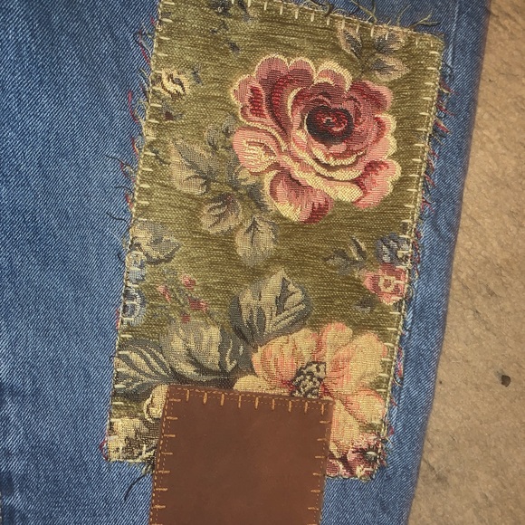 Free People Poppy Patch Straight Leg Jeans $148 Size 30x27 - Picture 9 of 13